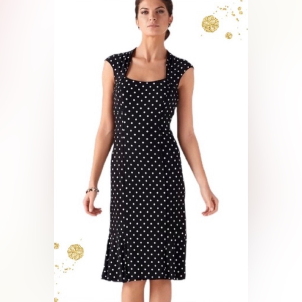 White House Black Market Sleeveless Knit Dot Sheath - Picture 3 of 15